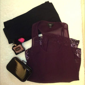 Mossimo Deep Purple High-Low Sequence Top Size XS